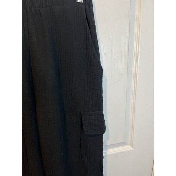 Eye Of The Needle Boutique Black Cargo Pants Medium 100% Cotton Made In Italy - Picture 3 of 6